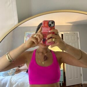 Pink sports bra
